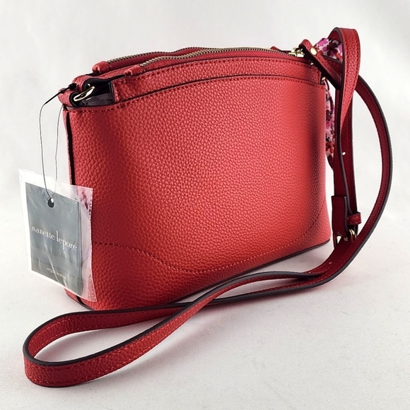 NWT Nanette Lepore Scarlet Farah Red Pebble Triple Crossbody Bag Vegan Leather - Picture 2 of 16
